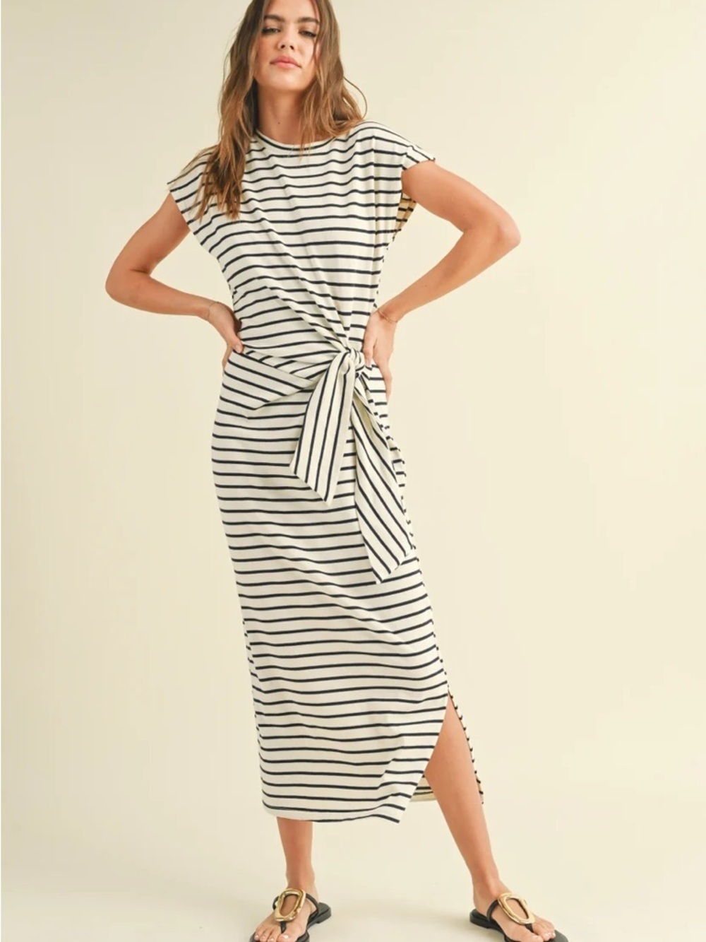 Miou muse striped cotton dress medium